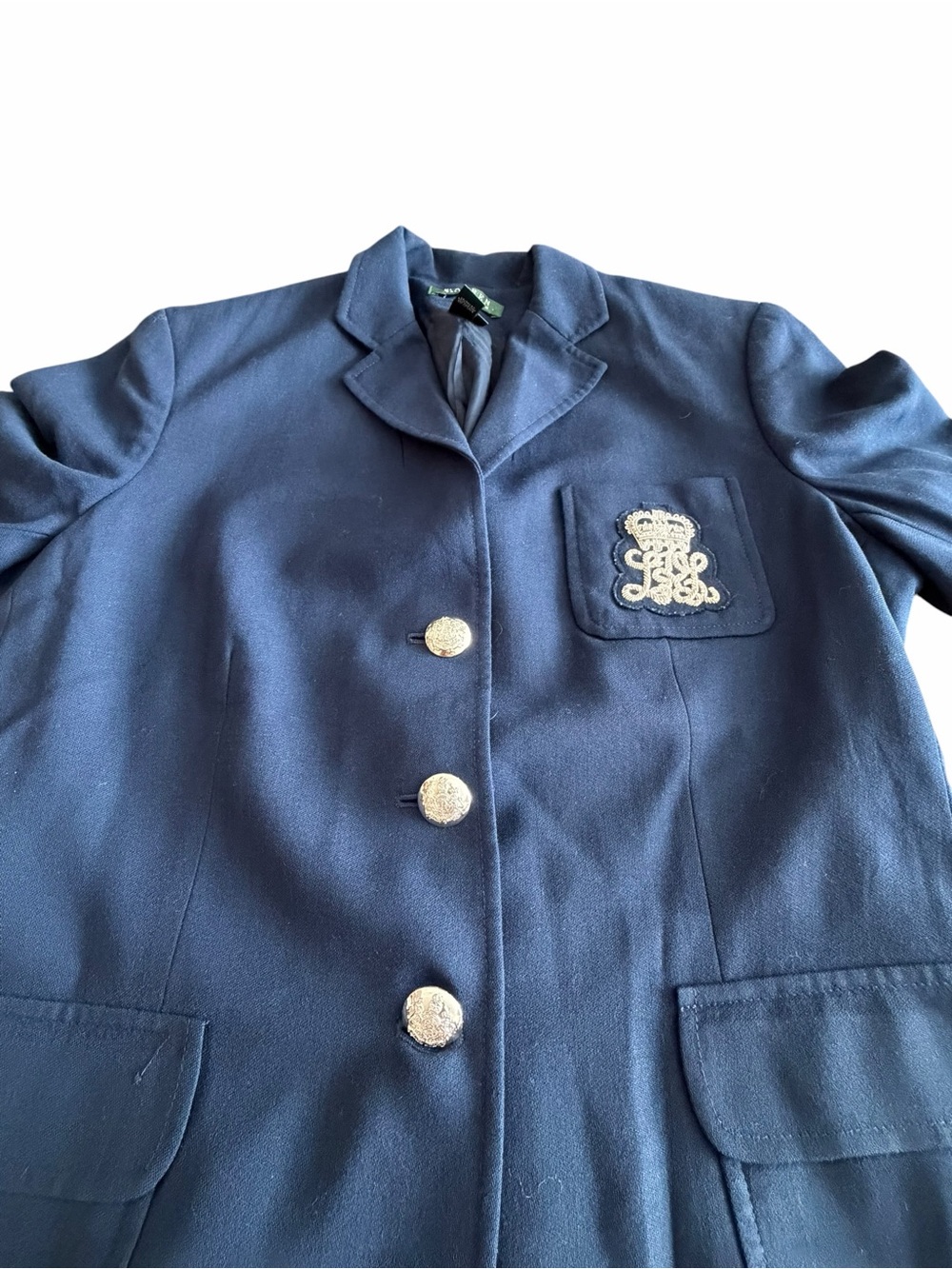 Ralph Lauren Navy Embroidered Crest Women's Blazer - Picture 4 of 5
